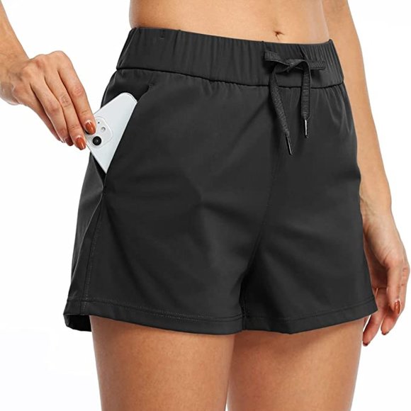 Willit Pants - Willit Women's Black Athletic Shorts (Large)